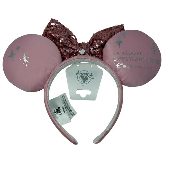 Disney Vacation Club The Villas At Disneyland Hotel Sequin Minnie Mouse Ears NWT - Picture 3 of 12